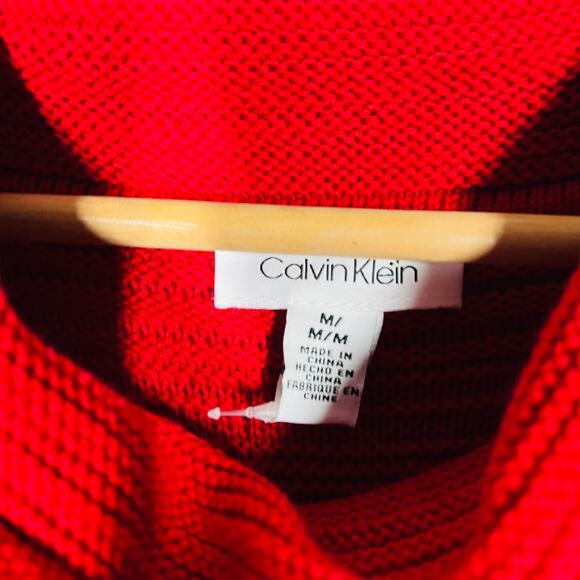 NEW! Calvin Klein Mock Neck Sweater Oversize Legging Red Long Sleeve - M - Picture 5 of 5